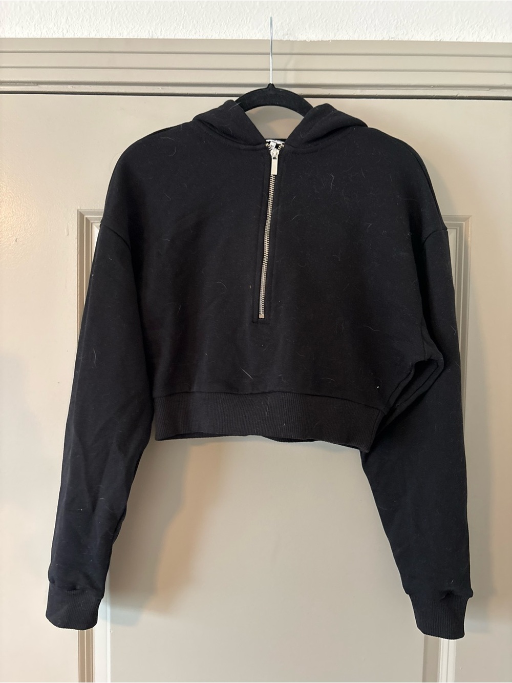 WeWoreWhat Black Cropped Half-Zip Hoodie - Women